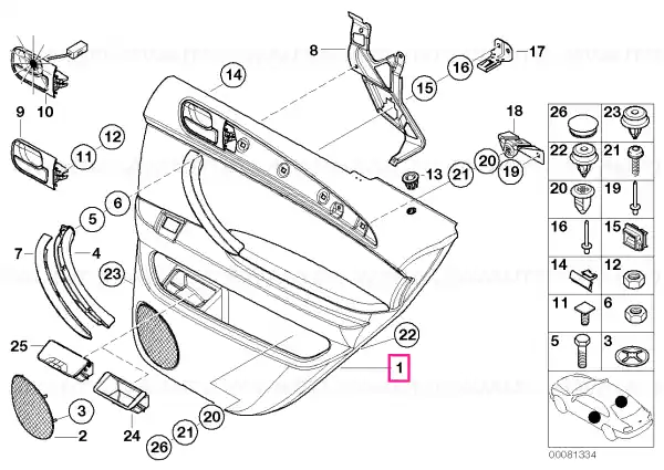Reducere de preț Door trim panel, rear, right SCHWARZ - BMW