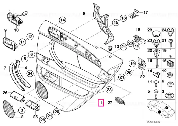 Door trim panel, rear, right ANTHRAZIT - BMW Lichidare de stoc