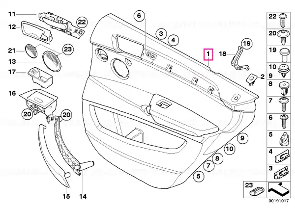 Reducere extra Door lining leather rear right SCHWARZ - BMW