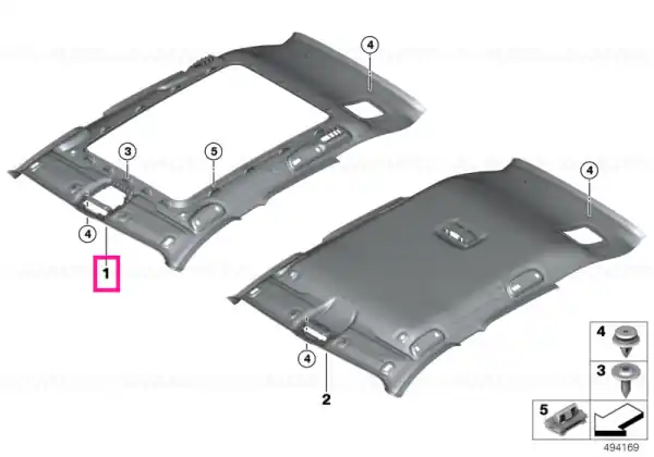 Cumpără online Headlining, lift-up & slide-back sunroof ANTHRAZIT