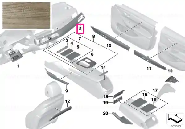 Disponibil imediat Panou bord eucalipt dreapta RAUCHBRAUN - BMW