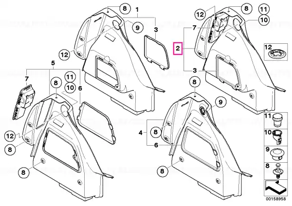Transport gratuit Trunk trim panel, right - BMW - Mini