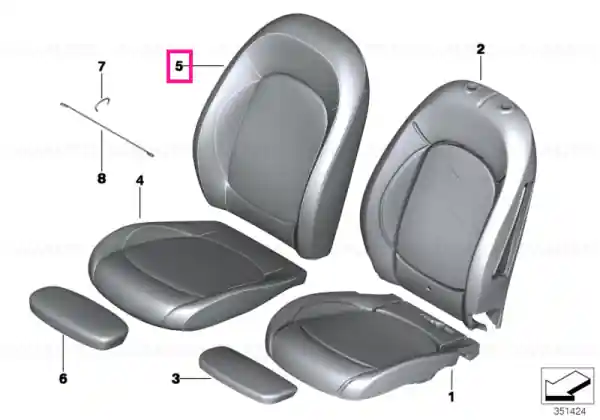 Cel mai vândut Husă spătar țesătură stânga BGE1 CARB.BLACK - BMW - Mini