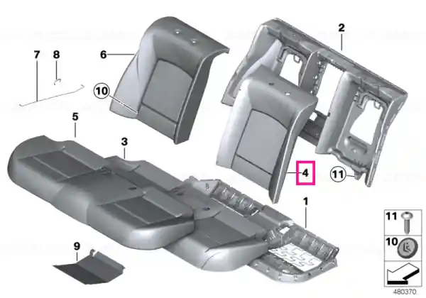 Foam section, backrest, left Comandă acum