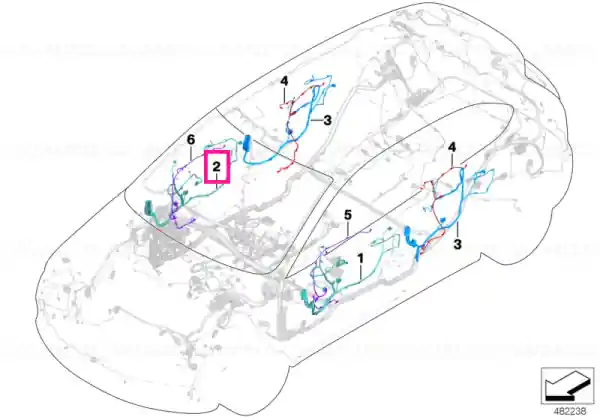Door cable harness, co-driver's side - BMW Preț redus