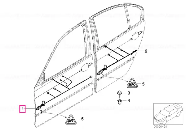 Doar azi Door cable harness, co-driver's side - BMW