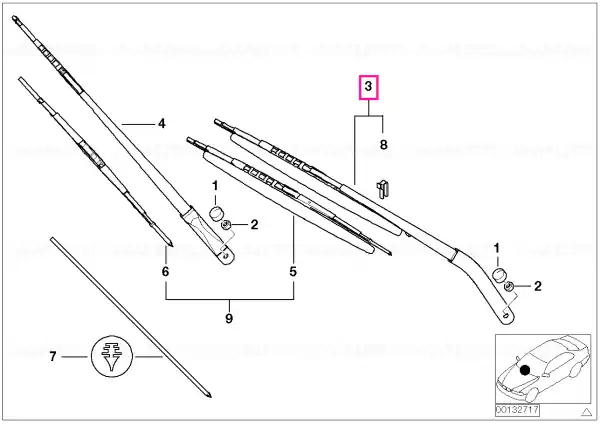 Wiper arm, driver's side Nu rata
