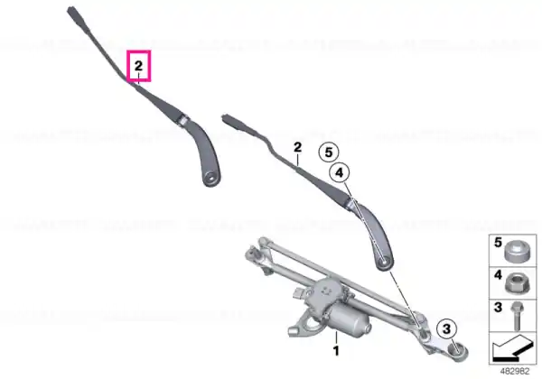 Wiper arm, driver's side Nu rata