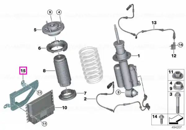 Suport fixare unitate de control amortizor suspensie VDC/ECU, punte spate, dreapta - BMW Seria 8 G14 Super ofertă