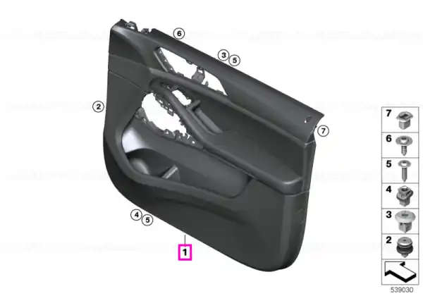Panou tapiterie usa fata, dreapta, piele Vernasca cognac - BMW X5 G05 Disponibil imediat