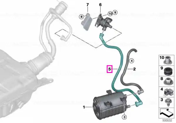 Reducere de preț Conducta ventilatie sistem alimentare cu carburant, supapa/filtru carbon activ - BMW X5 G05 - tip motor B58X