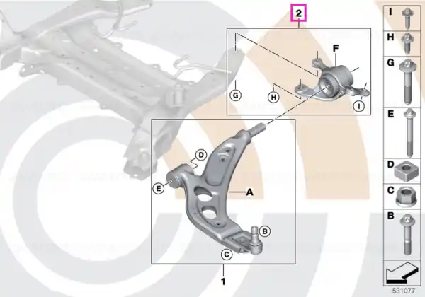 Kit reparatie bucsi bascula, stanga, Value Parts - BMW Seria 2 F45 F46, X1 F48 F49 Ofertă limitată