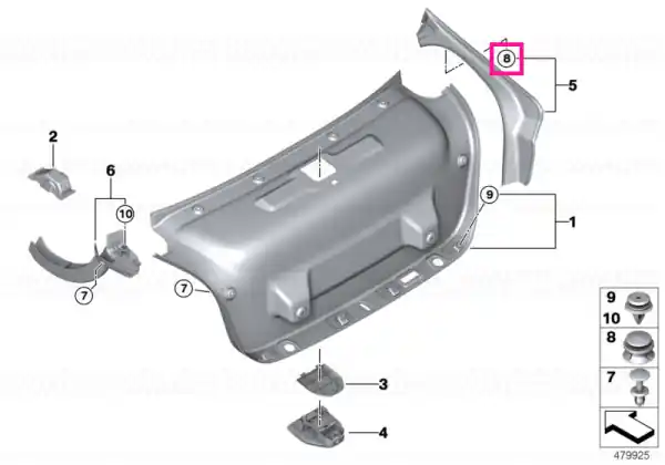 Tija montaj capota portbagaj - BMW Seria 4 G23 G26 G83M4, Seria 5 F90M5 G30 G38 G60 G68, Seria 7 G70, i3 G28, i4 G26, X5 G05 G18 F95M, X6 G06 F96M, XM G09 Cumpărături sigure