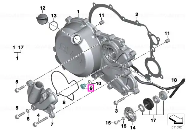 Dop filetat hexagonal interior M10x1x9 - BMW Motorrad K01 (G 310 RR), K02 (G 310 GS), K03 (G 310 R), KD1 (F 450 GS) Nu rata