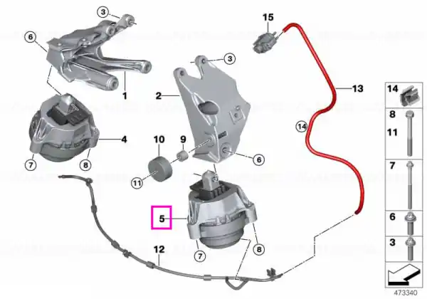 Ofertă limitată Tampon motor, stanga - BMW Seria 5 G30 G31 G38, Seria 6 G32, Seria 7 G12, X3 G01
