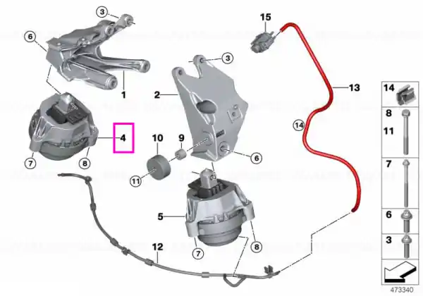 Reducere Tampon motor, dreapta - BMW Seria 5 G30 G31 G38, Seria 6 G32, Seria 7 G12