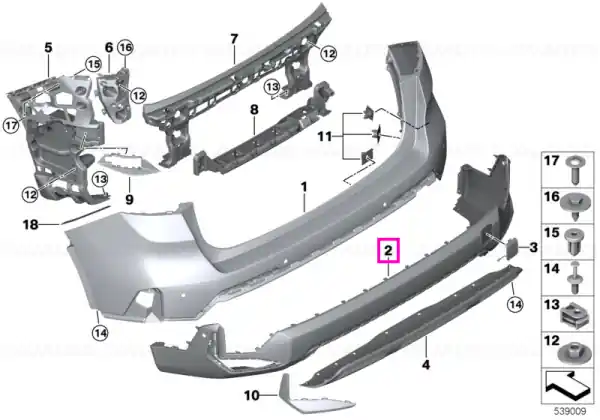 Ornament inferior bara protectie spate, X-Line, negru - BMW X1L U12, X1 U11 Bestseller
