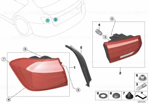 Premium Lampa stop stanga, pe hayon - BMW Seria 3 F30 F31 F80
