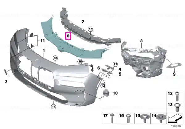 Insertie centrala bara protectie fata - BMW Seria 7 G70 Plată securizată