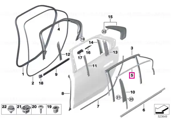 Ieftin Ornament rama geam usa fata stanga, Shadowline - BMW Seria 7 G70