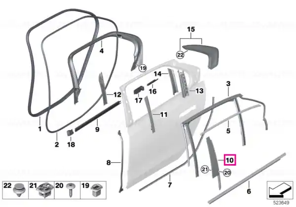 Livrare gratuită Ornament geam stalp B usa spate stanga, Shadowline - BMW Seria 7 G70