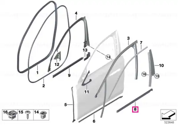 Plată securizată Ornament exterior rama geam usa fata dreapta, Shadowline - BMW Seria 7 G70