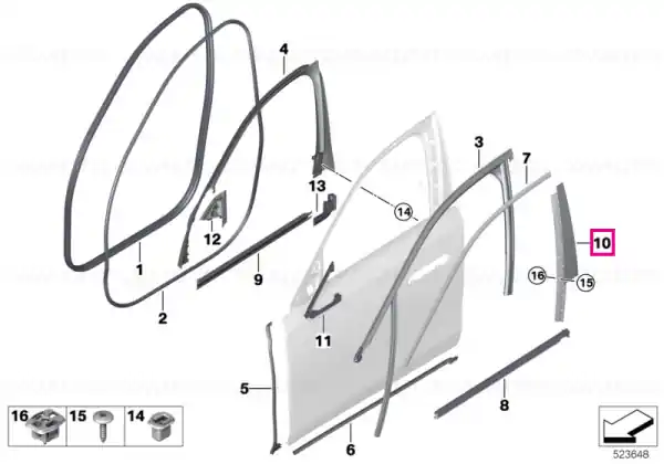 Plată sigură Ornament stalp B geam usa fata stanga, Shadowline - BMW Seria 7 G70