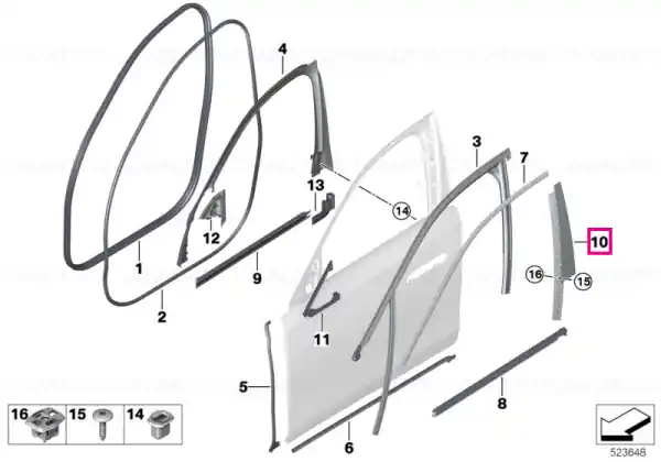 Ornament stalp B geam usa fata dreapta, Shadowline - BMW Seria 7 G70 Nu rata