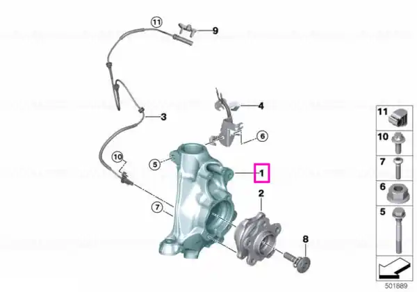 Fuzeta dreapta, corectie camber minus 60', AWD - BMW Seria 2 G42, Seria 3 G20, Seria 4 G22 G23 Ieftin