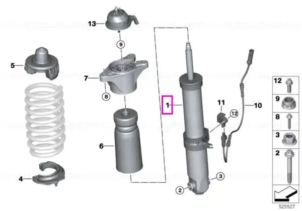 Lichidare de stoc Amortizor suspensie, punte spate, stanga, EDC - BMW Seria 2 G87 M2, Seria 3 G80 G81 M3, Seria 4 G82 M4