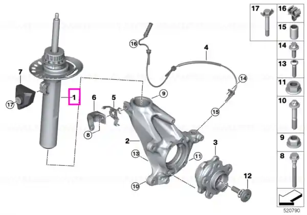 Amortizor suspensie, punte fata, dreapta - BMW X1 U11 - tip motor B38X Chilipir